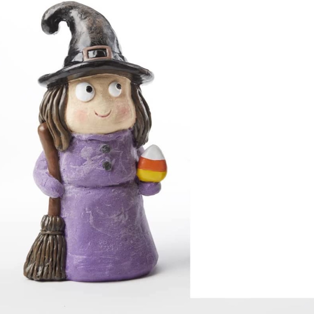 Figurine  Marshmallow Witch with Broom  &  Candy Corn Figurine New